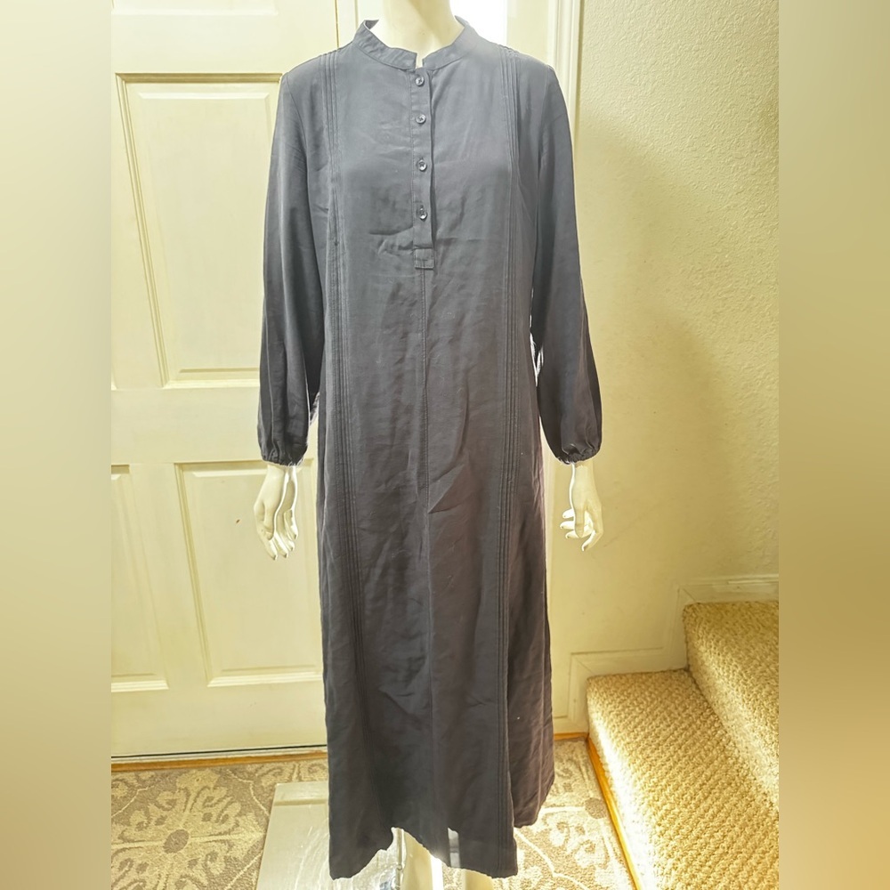 Shukr Kaftan Rayon Blend Elegant Black Long Sleeve Dress L-16